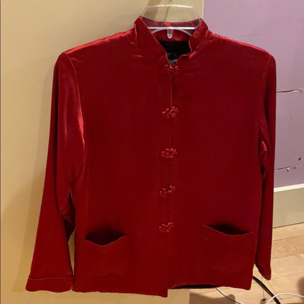 Reformation Red silky button down